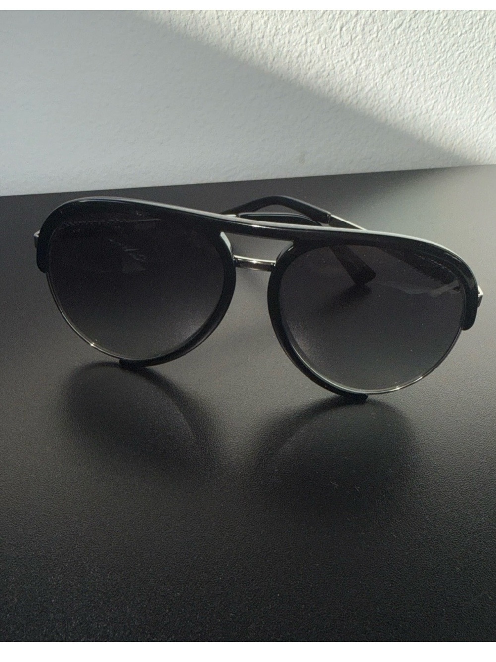 Moschino Black Aviator Sunglasses with Gradient Smoke Lenses MOS041/S